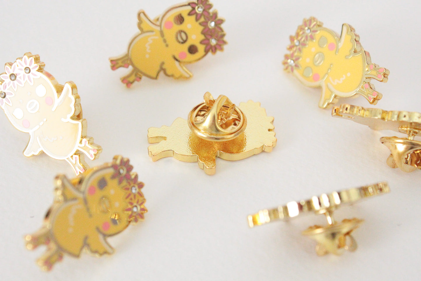 Adorable Chick Enamel Pin with Rhinestone - Good Luck Charm - Unique Gift Idea