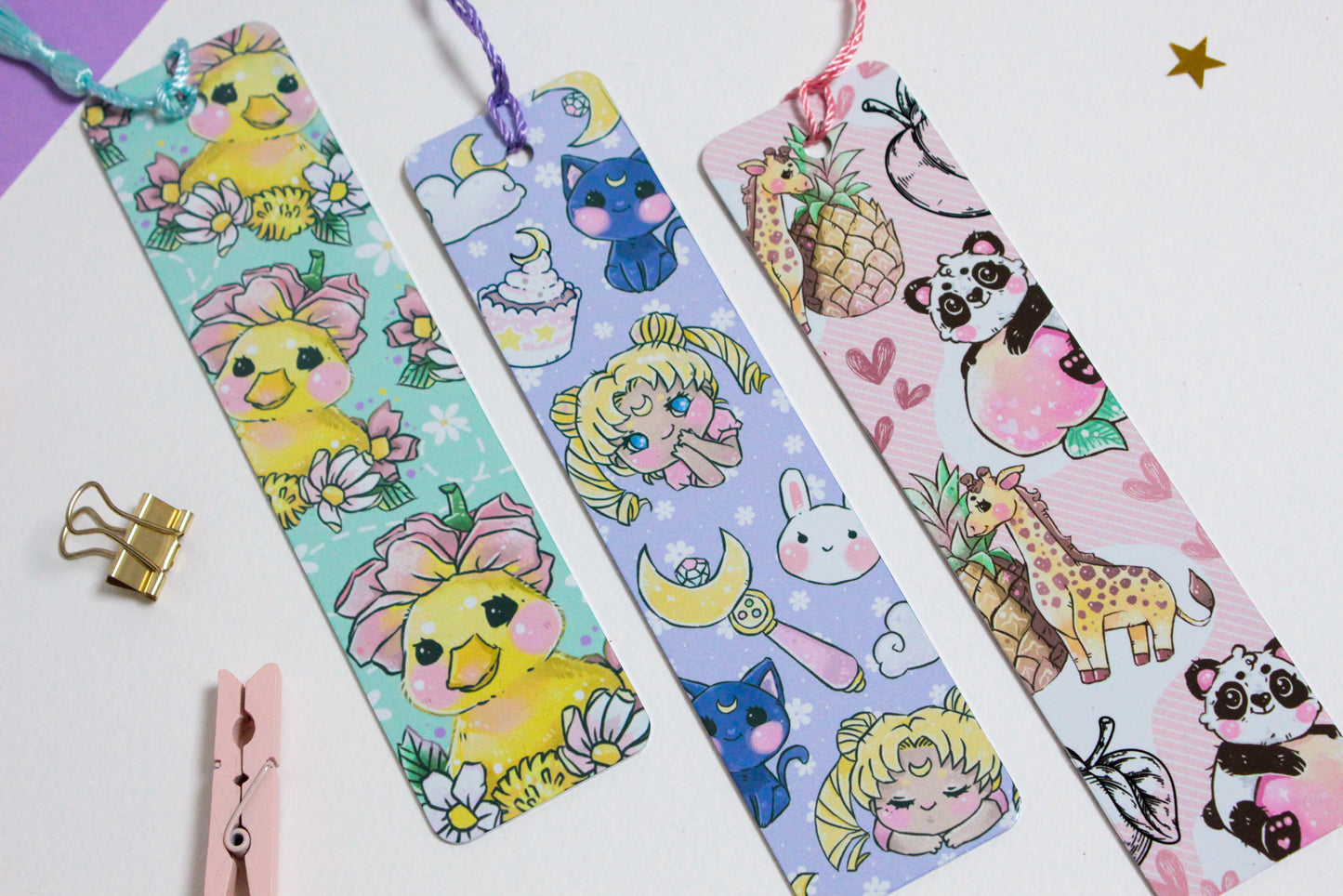 Cute Panda and Giraffe Metal Bookmark with Tassel - long-lasting Bookmark - hand-made