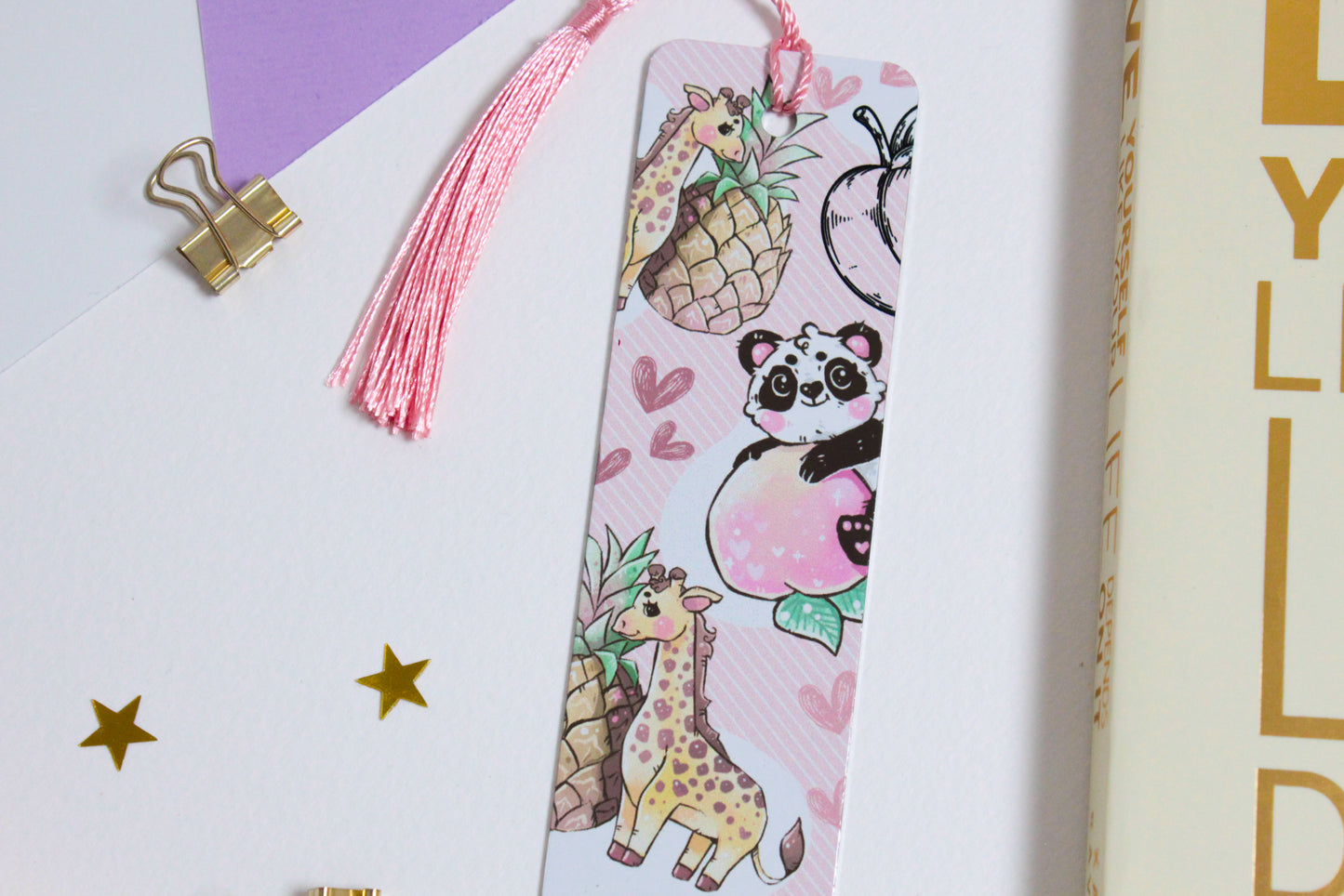 Cute Panda and Giraffe Metal Bookmark with Tassel - long-lasting Bookmark - hand-made