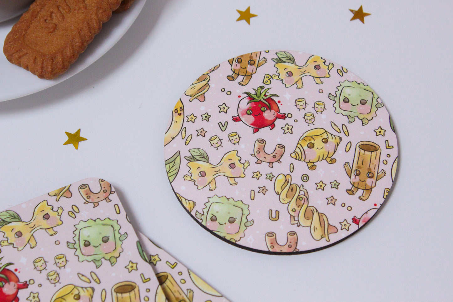 Pastastic Coasters - Pasta Party Drink Coaster Set | Cute Italian Food Gift | Fun Kitchen Decor | Kids Birthday Pasta Party