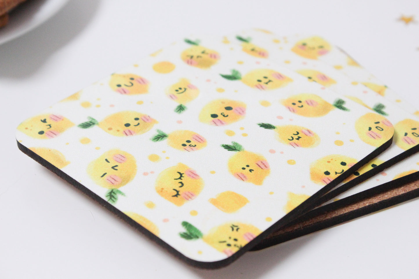 Lemon Coasters β Cute Citrus Drink Coaster Set - Summer Kitchen Decor - Housewarming Gift - Fresh Lemon Party Favors