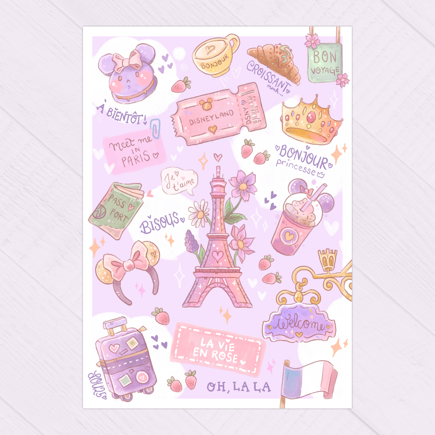 Paris & Amusement Park Art Print – A5 Children’s Book Style – Whimsical Parisian Illustration