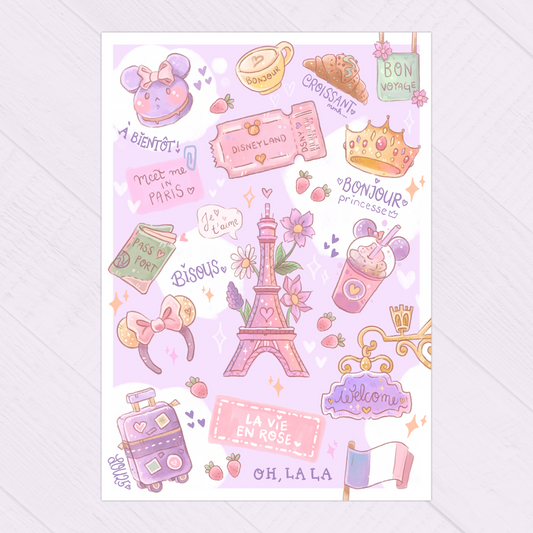 Paris & Amusement Park Art Print – A5 Children’s Book Style – Whimsical Parisian Illustration