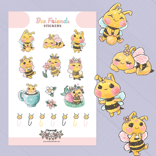 Cute Bee Sticker Sheets – Adorable Bumblebee Designs - Transparent stickers