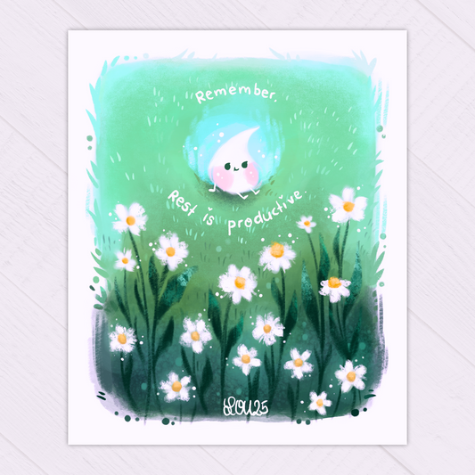 Rest is productive - 21 x 26 cm - Children’s Book Illustration – Little Soul taking a break