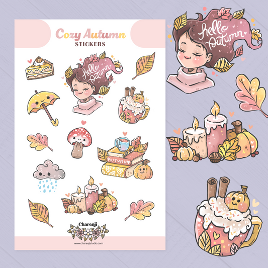 Cozy Autumn Sticker Sheets – Cute Fall-Inspired Designs for Journals & Crafts! Transparent stickers