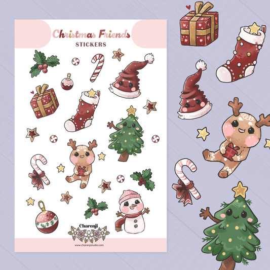 Festive Christmas Sticker Sheets – Cute & Colorful Holiday Designs - transparent stickers