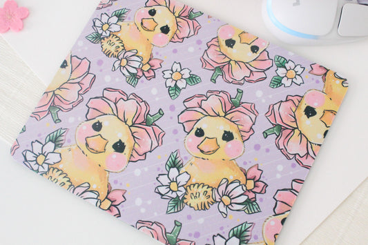 Cute Duckling Mousepad with Flower Hat - Adorable and Functional Desk Accessory