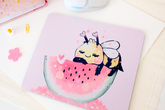 Bee-Inspired Melon Slice Mousepad: Adorable Desk Accessory