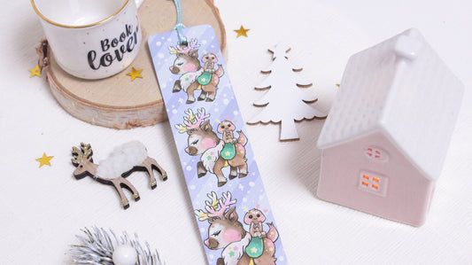 Adorable Reindeer & Gingerbread Boy Metal Bookmark - Bisco and Tino - Christmas Bookmark