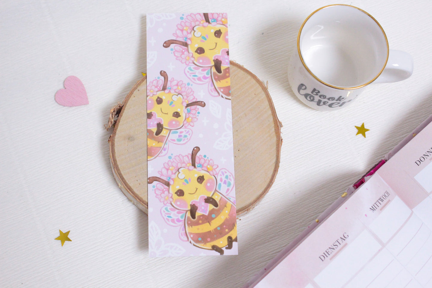 Paper Bookmark "Bee Love" - Cute Bumblebee Bookmark for Booklovers