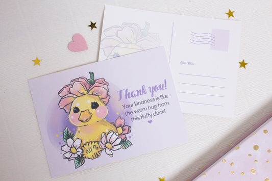 Adorable Duckling Thank you Postcard to Brighten Your Day