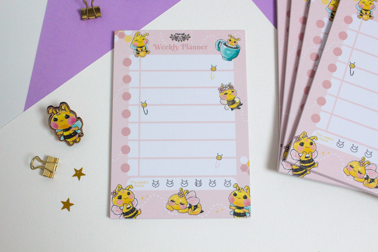 Bee friends - Weekly Planner - A6 Notepad - 50 sheets-  Stay Organized