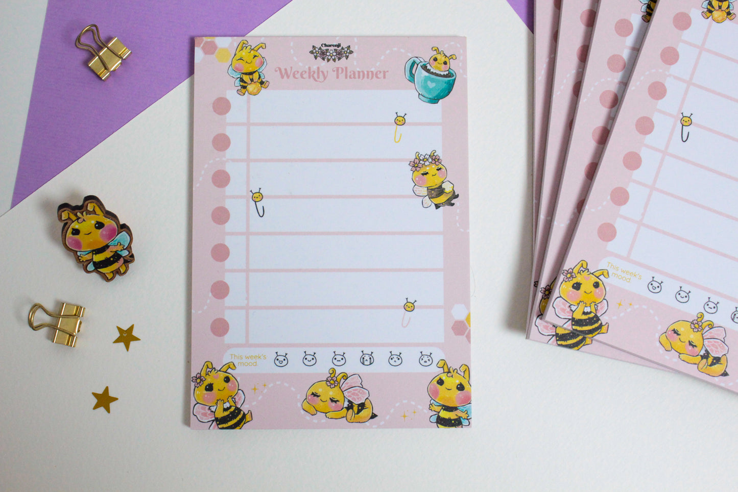 Bee friends - Weekly Planner - A6 Notepad - 50 sheets-  Stay Organized