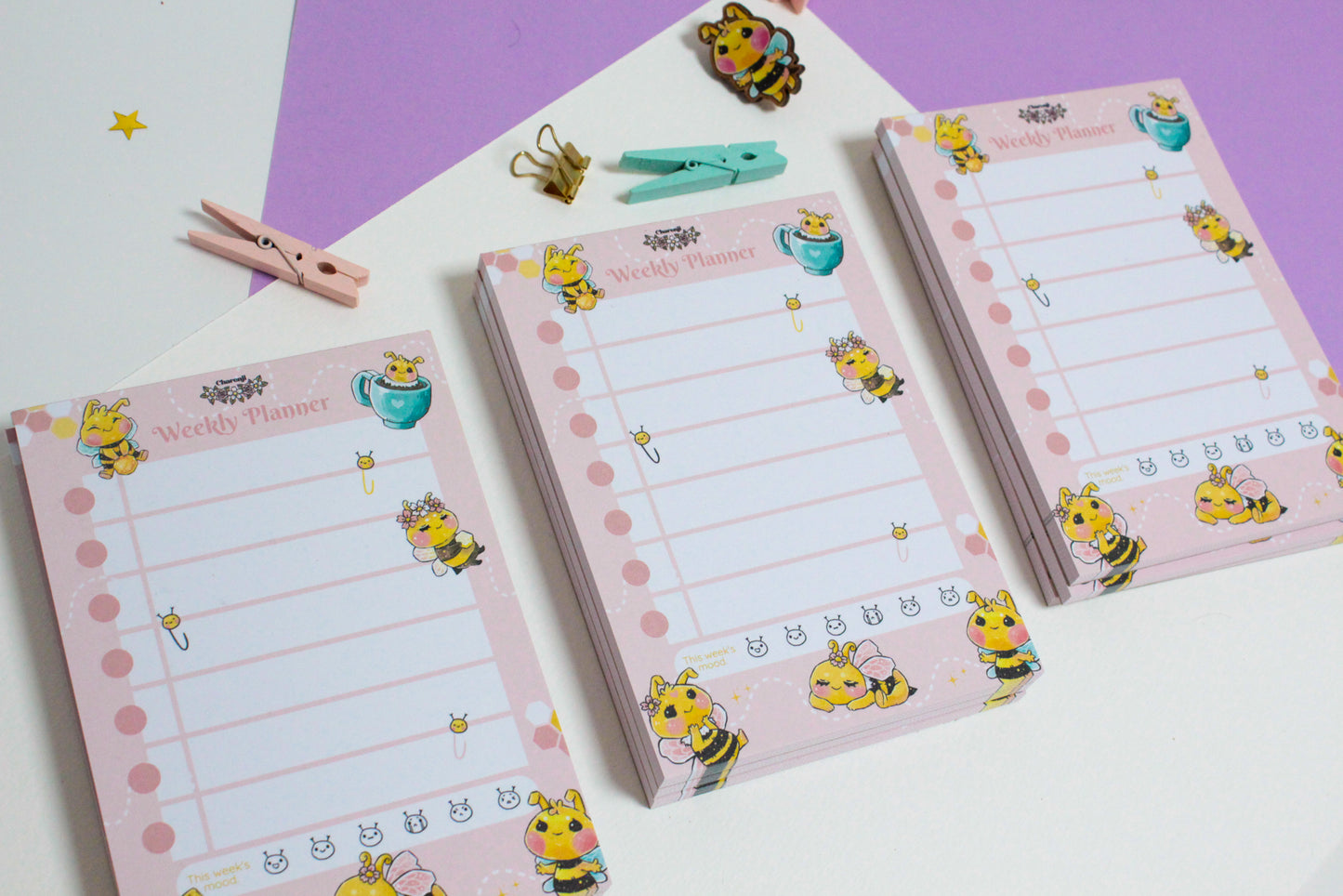 Bee friends - Weekly Planner - A6 Notepad - 50 sheets-  Stay Organized