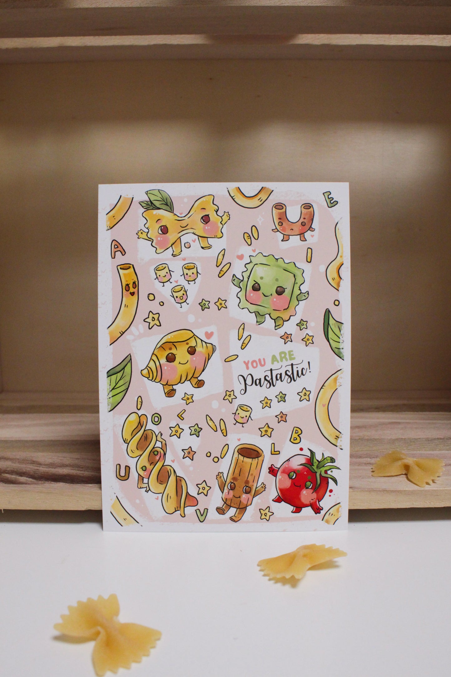 Cute Pasta Lover Postcard – You are Pastastic! Illustrated Pasta Cuties