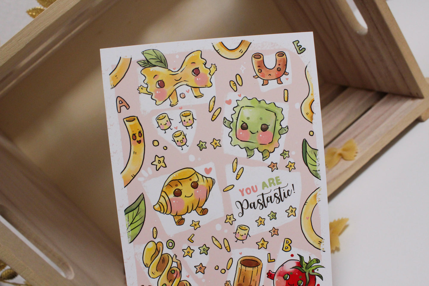 Cute Pasta Lover Postcard – You are Pastastic! Illustrated Pasta Cuties