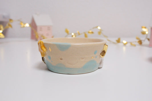 Whimsical Starry Pot with Cloud and Moon – Handmade Clay Decor!