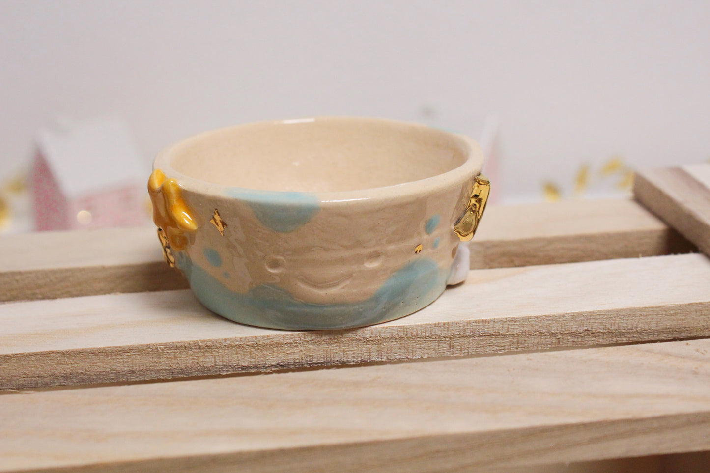 Whimsical Starry Pot with Cloud and Moon – Handmade Clay Decor!