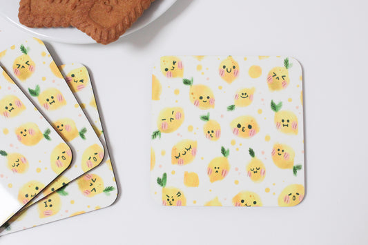 Lemon Coasters – Cute Citrus Drink Coaster Set - Summer Kitchen Decor - Housewarming Gift - Fresh Lemon Party Favors