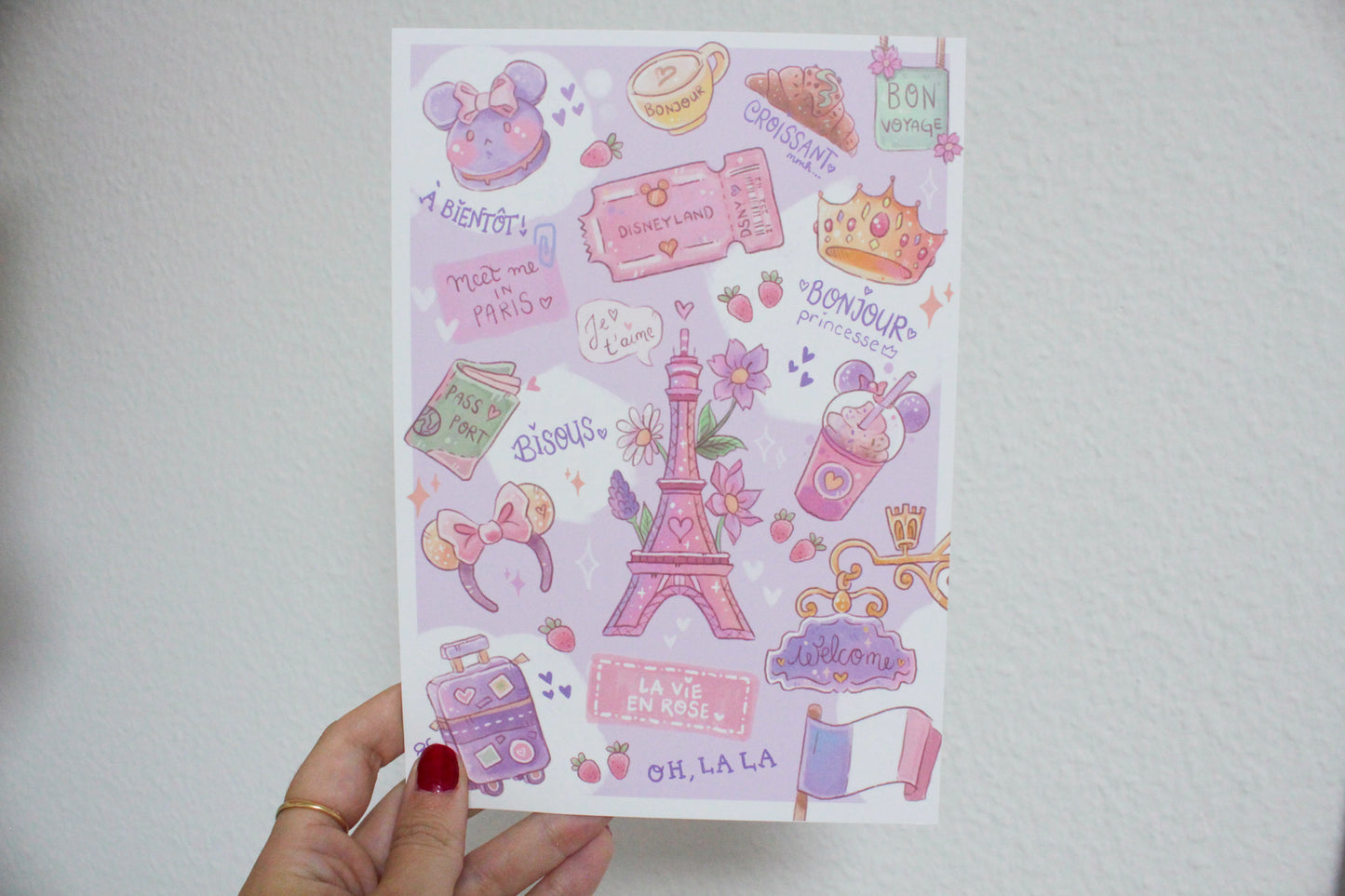 Paris & Amusement Park Art Print – A5 Children’s Book Style – Whimsical Parisian Illustration