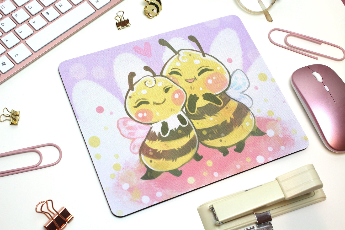 Cute Bee couple MOUSEPAD - Beelinda and Honey - for a cute work space