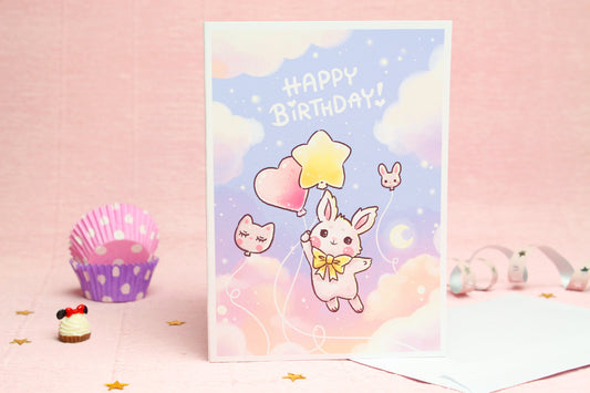 Happy Birthday Card - Berrie the bunny - Never stop dreaming