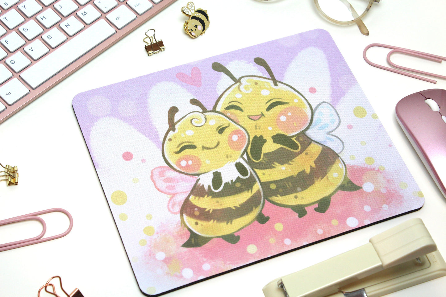 Cute Bee couple MOUSEPAD - Beelinda and Honey - for a cute work space