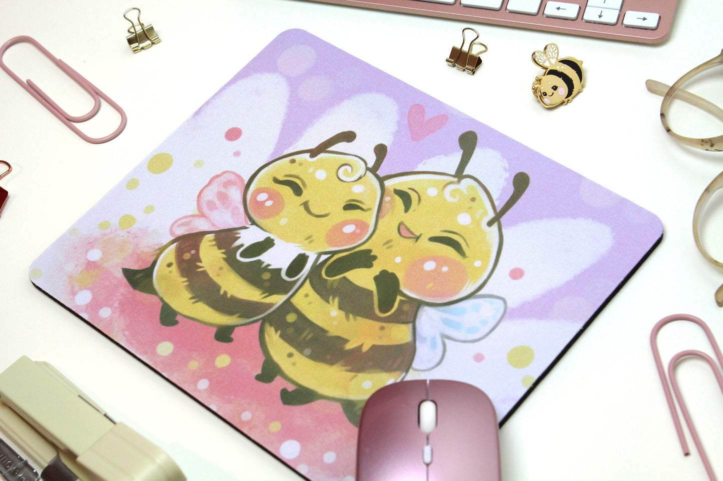 Cute Bee couple MOUSEPAD - Beelinda and Honey - for a cute work space