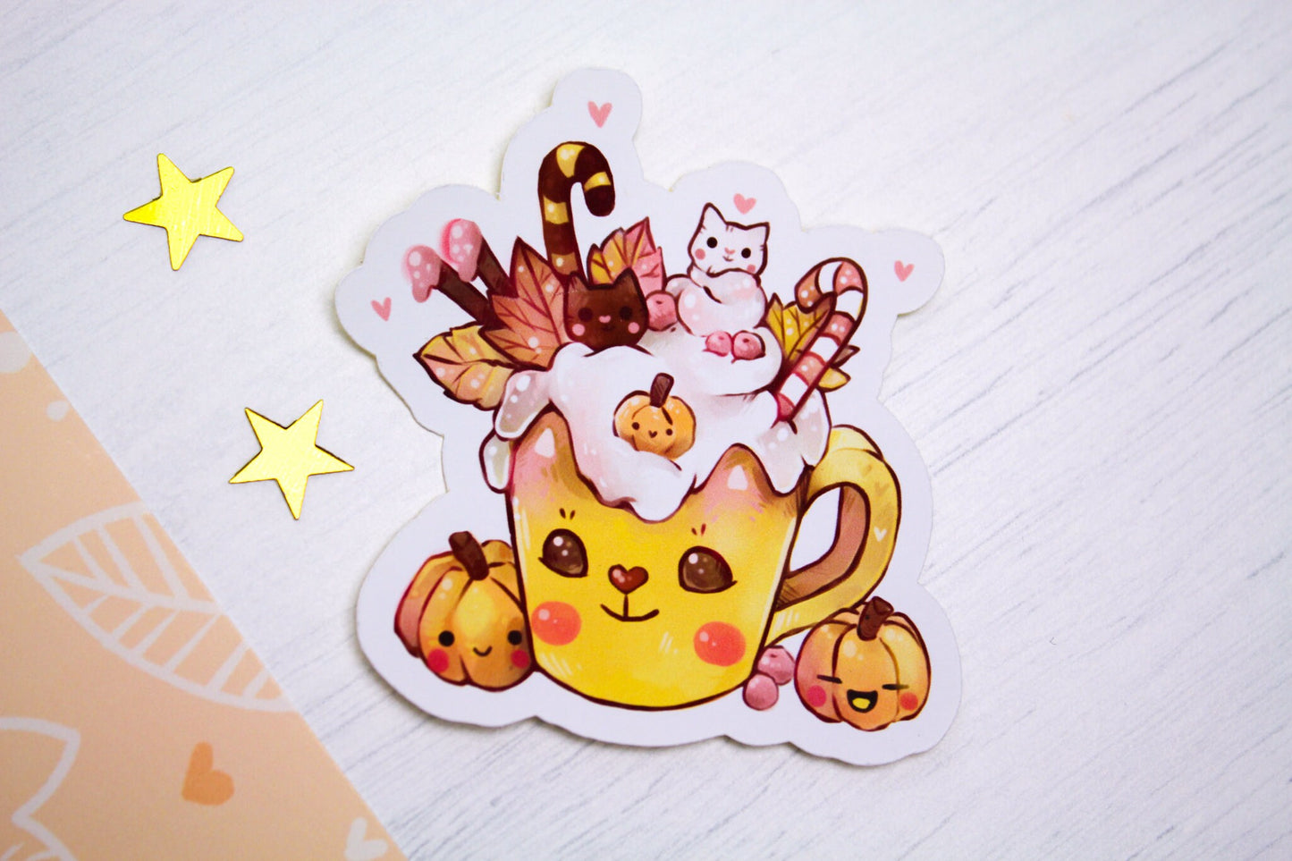 Delicious and sweet "CAFELINI" Autumn mug - Paper or Vinyl STICKER