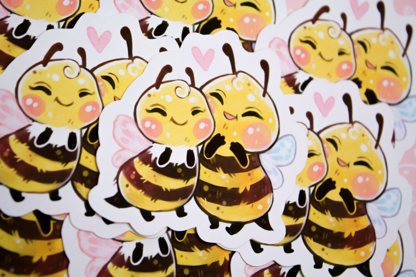 Bumblebee couple - "Beelinda & Honey" - PAPER or VINYL Sticker