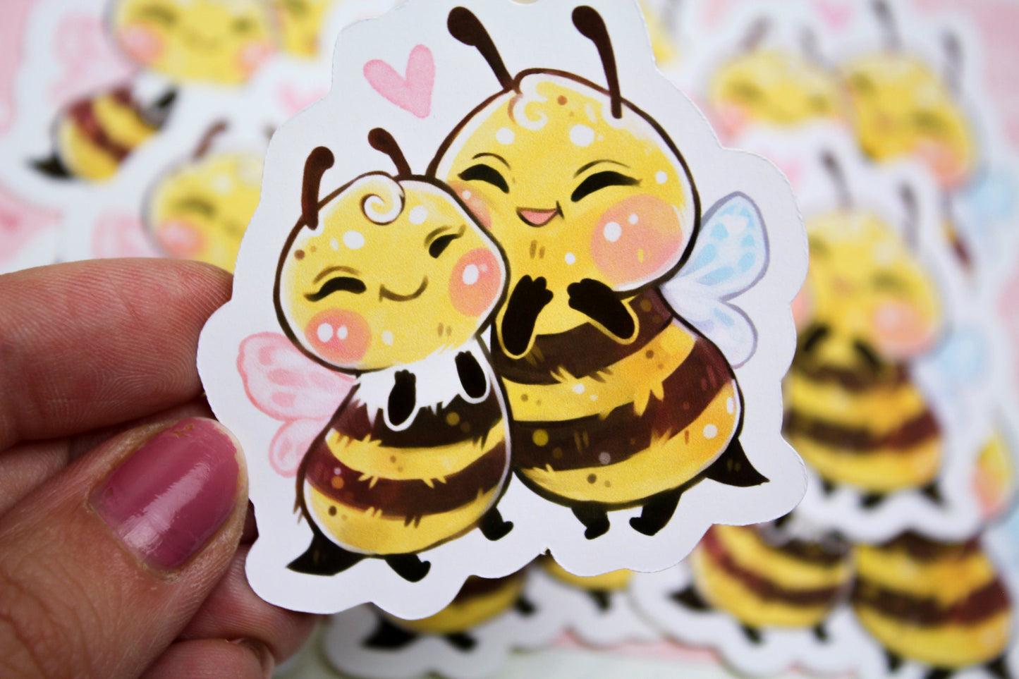 Bumblebee couple - "Beelinda & Honey" - PAPER or VINYL Sticker