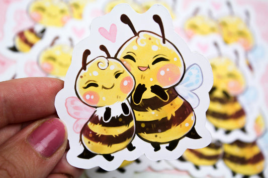 Bumblebee couple - "Beelinda & Honey" - PAPER or VINYL Sticker