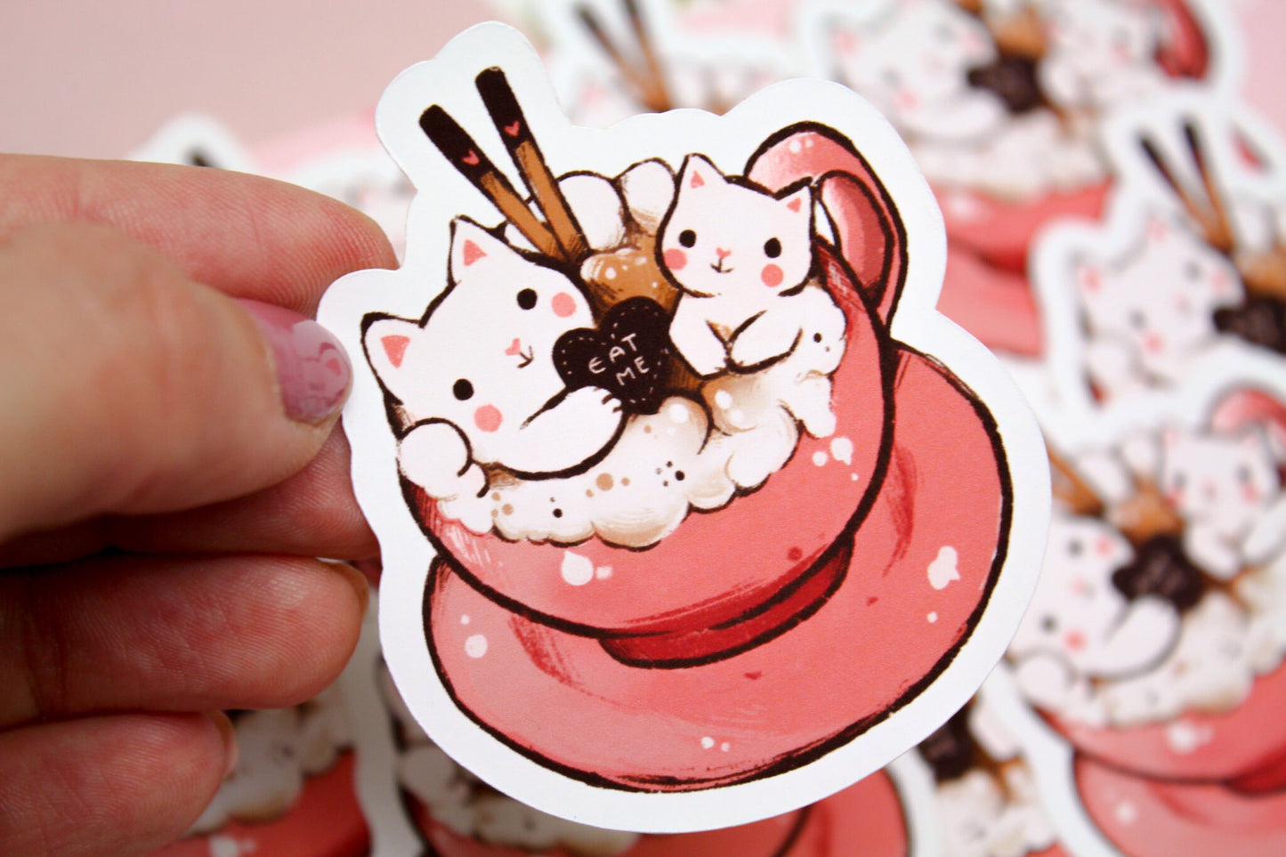 Valentine’s Day - CAFELINI Sticker -  Cute, sweet stickers for cappuccino lovers - PAPER or VINYL Sticker