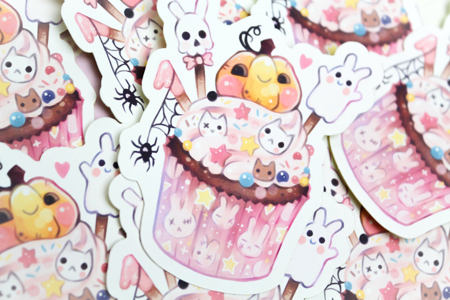 Adorable Halloween Cupcake - Paper or Vinyl STICKER