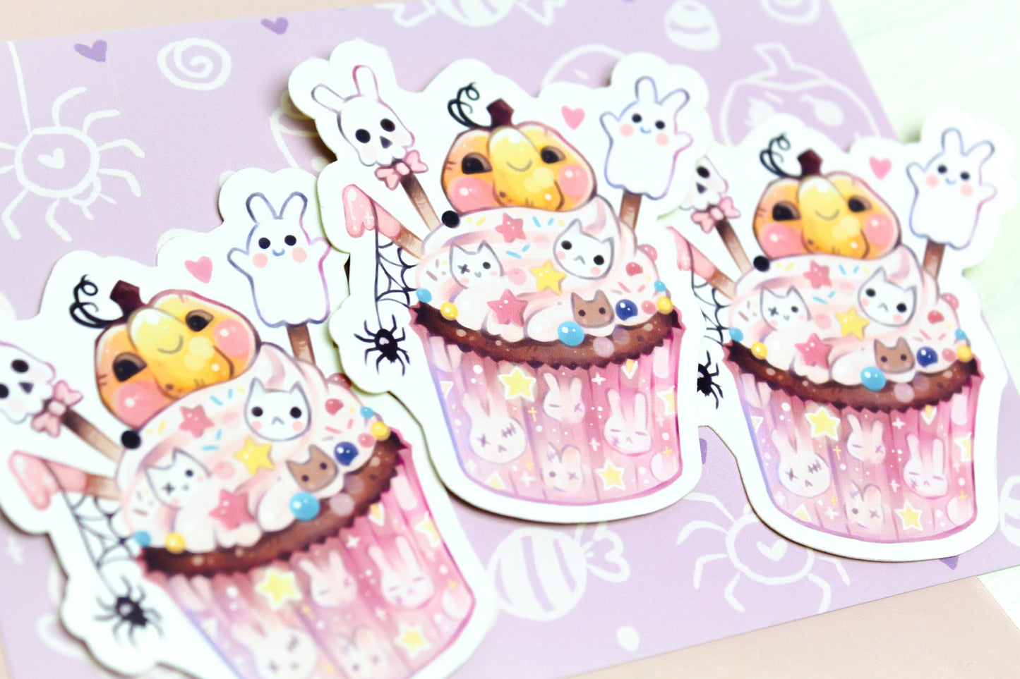 Adorable Halloween Cupcake - Paper or Vinyl STICKER