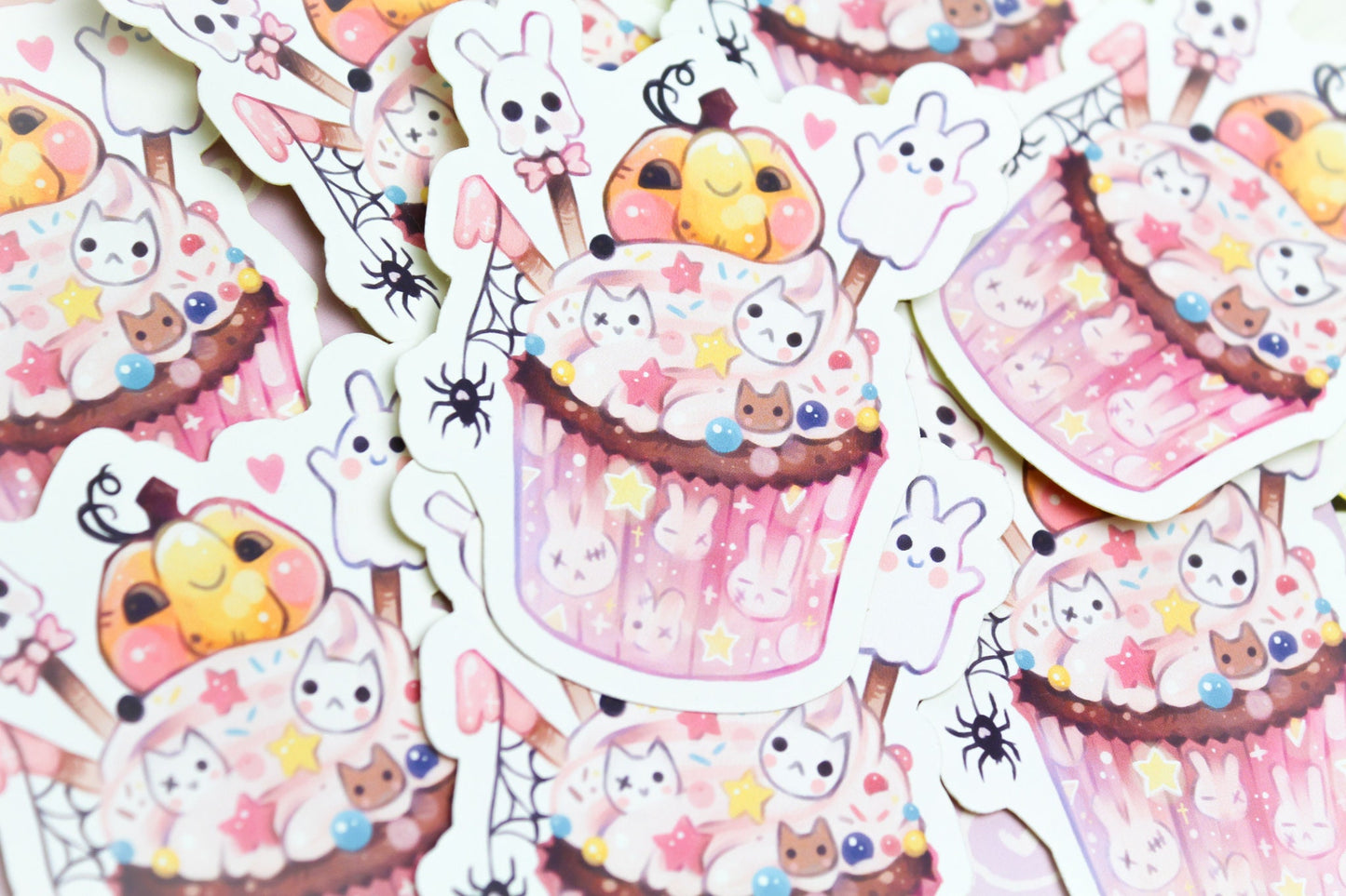 Adorable Halloween Cupcake - Paper or Vinyl STICKER