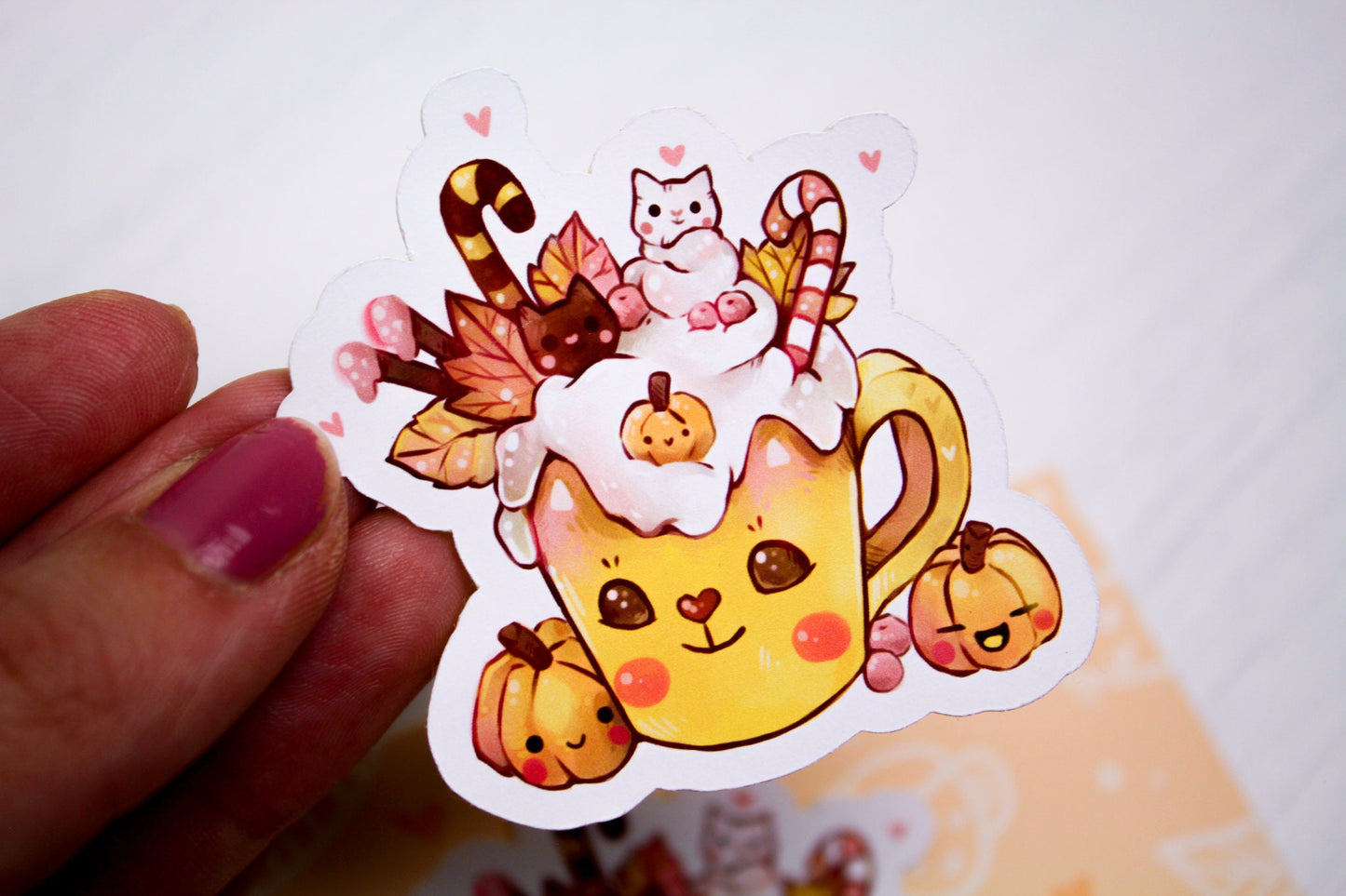 Delicious and sweet "CAFELINI" Autumn mug - Paper or Vinyl STICKER