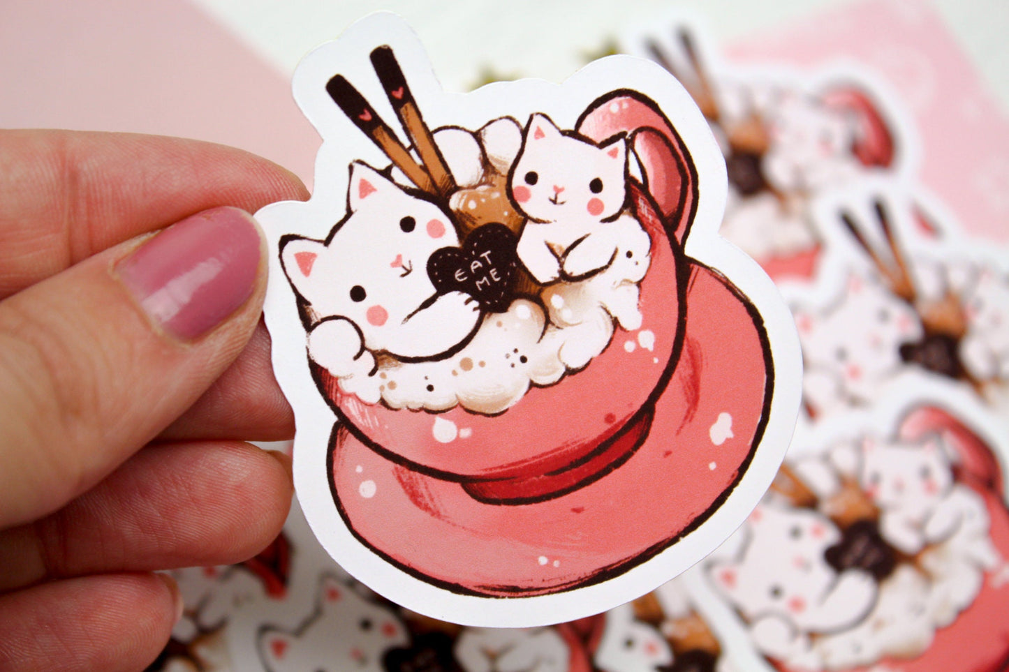 Valentine’s Day - CAFELINI Sticker -  Cute, sweet stickers for cappuccino lovers - PAPER or VINYL Sticker